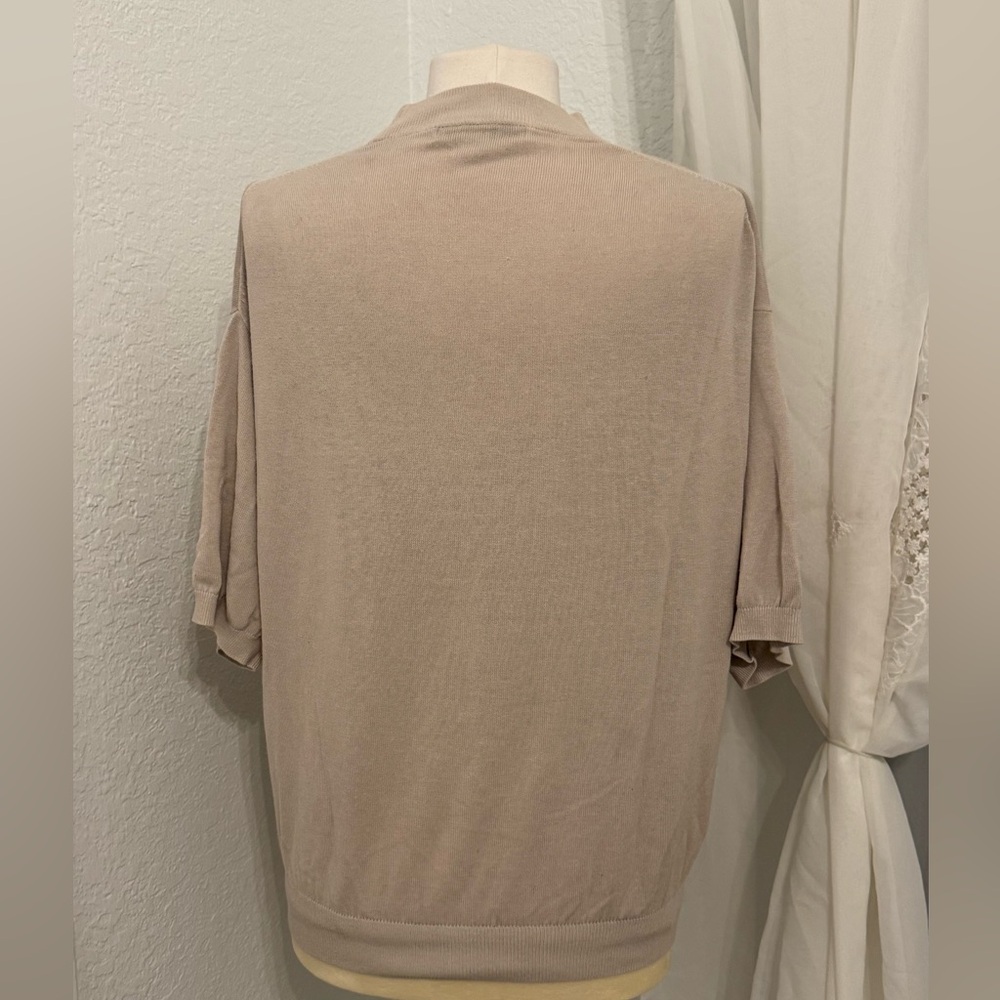 NEW VINTAGE PRONTO UOMO Silk Cotton Beige Knit Mock Neck Sweater Size L NEW $698 - Picture 3 of 5